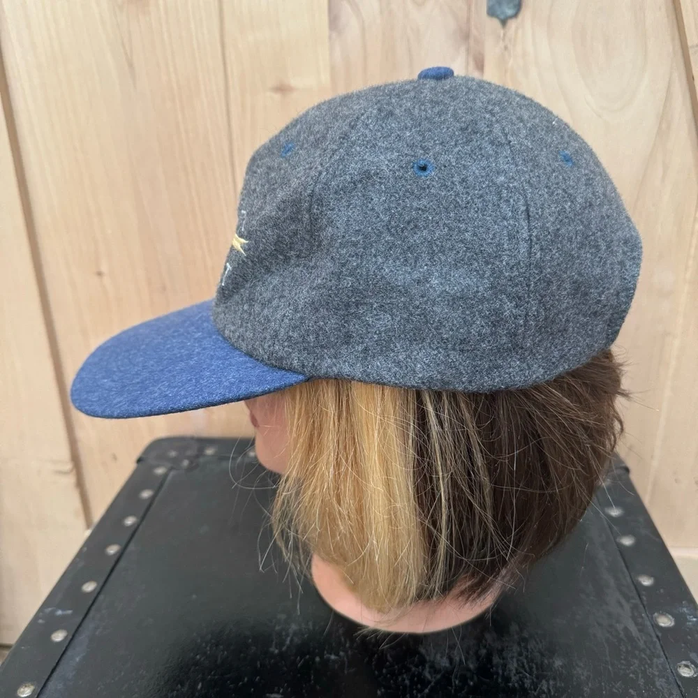 Vintage 80s Steamboat Ski Resort Wool Hat Trucker Adjustable Cap Gray Blue